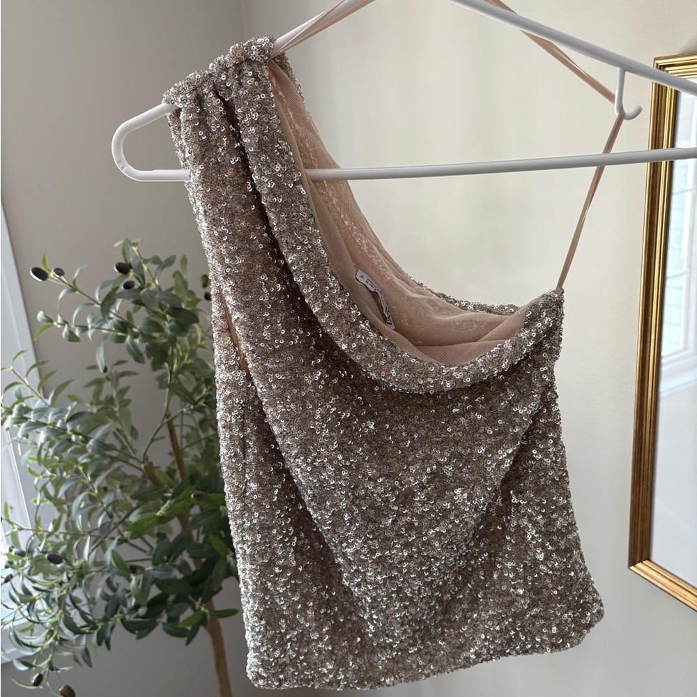 Sequin one shoulder Top